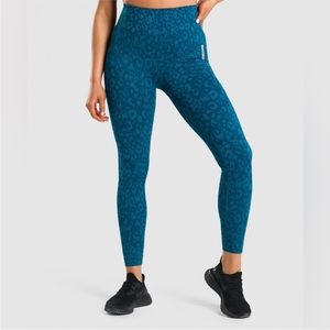 Gymshark Adapt Animal Seamless Leggings Blue Sz Medium